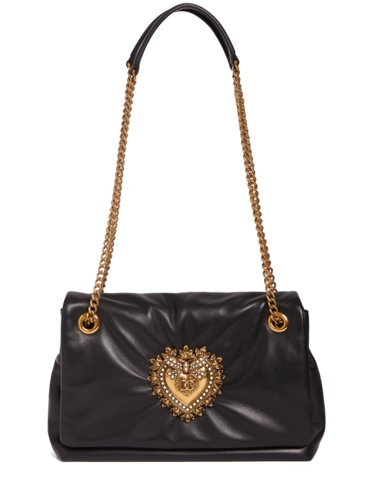 Dolce&Gabbana: Petit sac en cuir nappa souple Devotion - Noir - women_0 | Luisa Via Roma