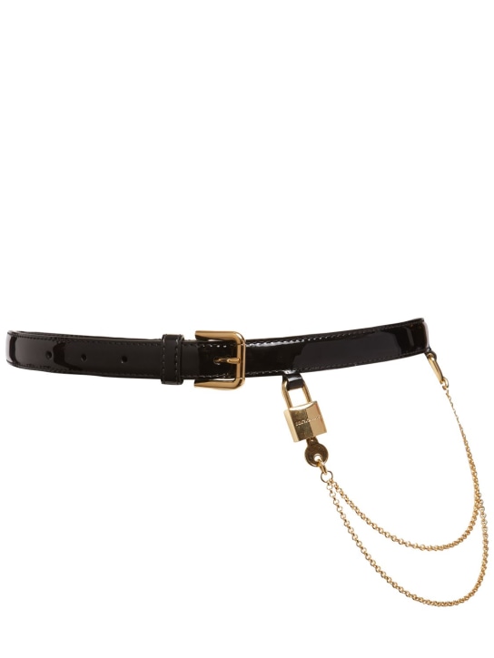 Dolce&Gabbana: Cinturón de charol - Negro - women_0 | Luisa Via Roma