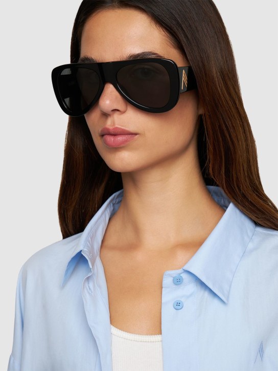 The Attico: Edie acetate aviator sunglasses - Black/Grey - women_1 | Luisa Via Roma