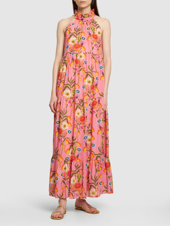 Borgo De Nor: Langes Kleid aus Baumwollvoile „Pandora“ - Pink/Bunt - women_1 | Luisa Via Roma