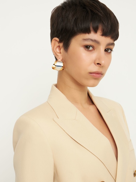 Jil Sander: Bicolor hoop earrings - Altın/Gümüş - women_1 | Luisa Via Roma