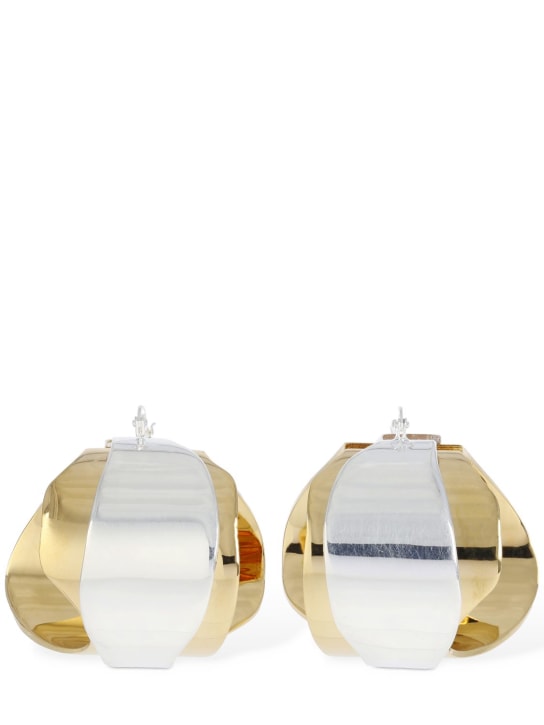 Jil Sander: Bicolor hoop earrings - Gold/Silver - women_0 | Luisa Via Roma