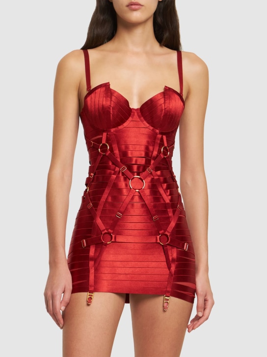 Bordelle: Angela stretch satin mini dress - Red - women_1 | Luisa Via Roma