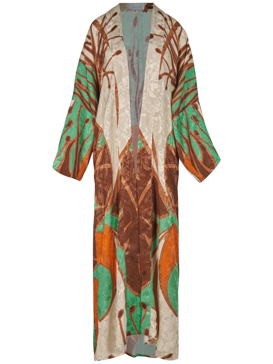 Johanna Ortiz: Tropical Pea jacquard kimono dress - Multicolor - women_0 | Luisa Via Roma