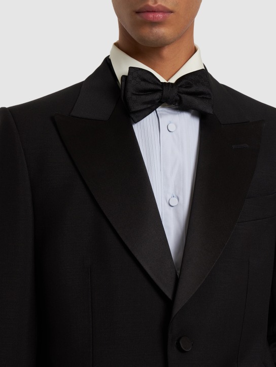 Gucci: GG silk bow tie - Black - men_1 | Luisa Via Roma