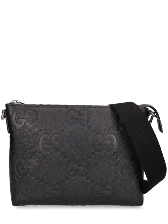 Gucci: GG leather crossbody bag - Black - men_0 | Luisa Via Roma