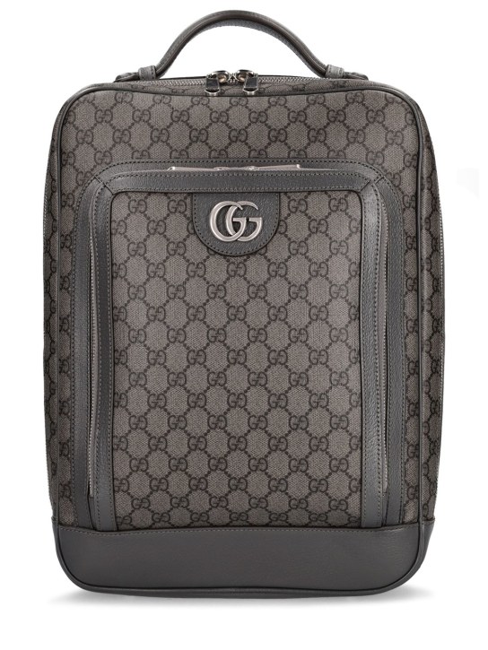 Gucci: Ophidia canvas & leather backpack - Grau - men_0 | Luisa Via Roma