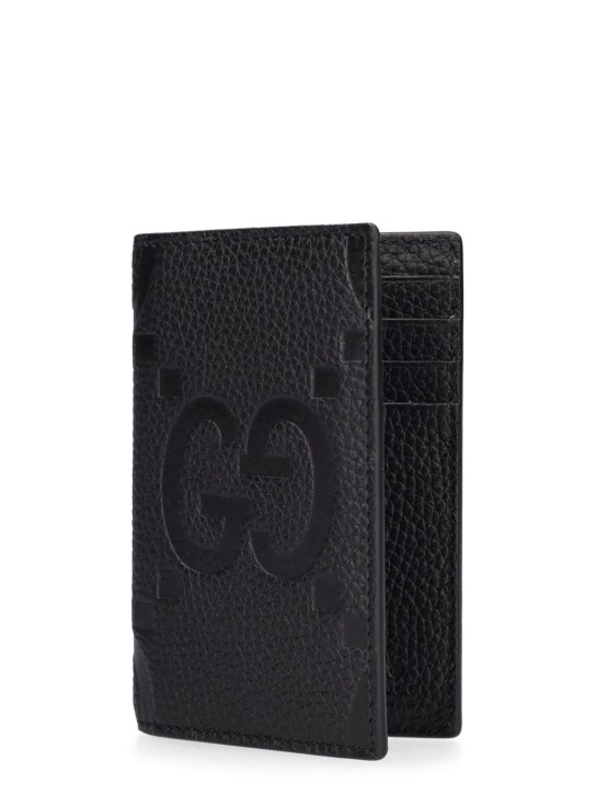 Gucci: Porte-cartes en cuir GG Jumbo - Noir - men_1 | Luisa Via Roma