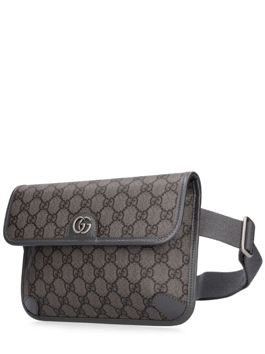 Gucci: GG supreme belt bag - Grey/Black - men_1 | Luisa Via Roma