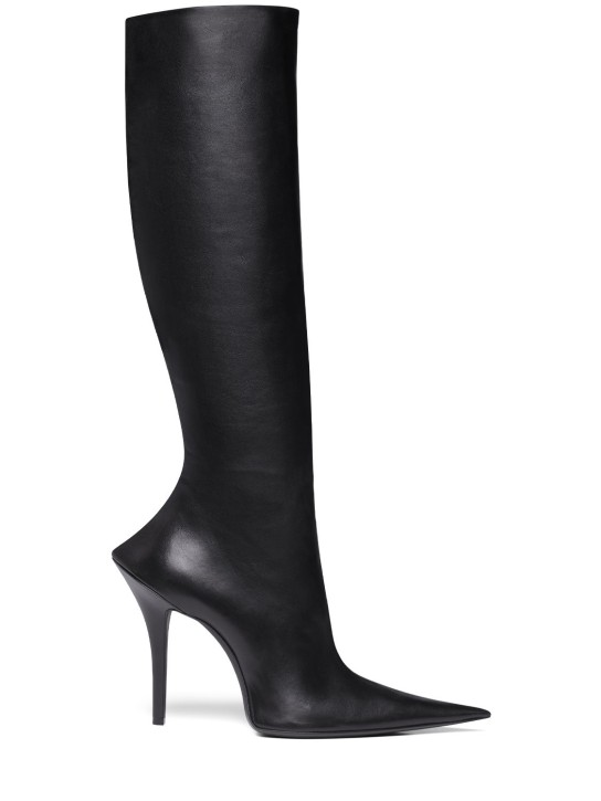 Balenciaga: 110mm Witch leather boots - Black - women_0 | Luisa Via Roma