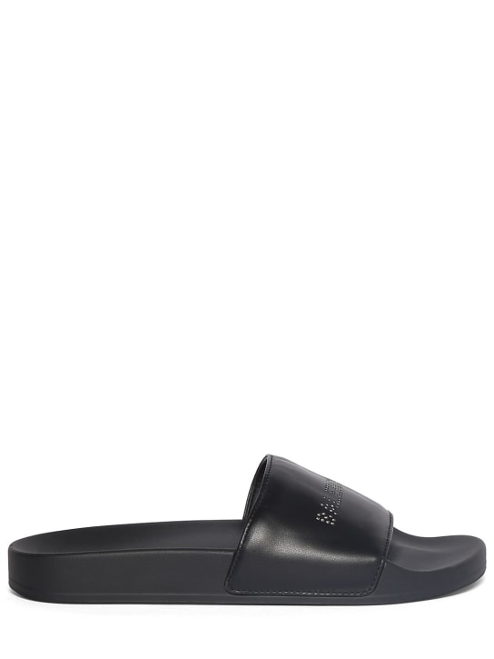 Balenciaga: 10mm Pool embellished leather sandals - Black - women_0 | Luisa Via Roma
