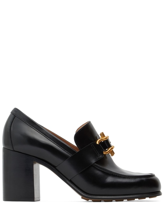 Bottega Veneta: 70毫米Monsieur皮革高跟鞋 - 黑色 - women_0 | Luisa Via Roma