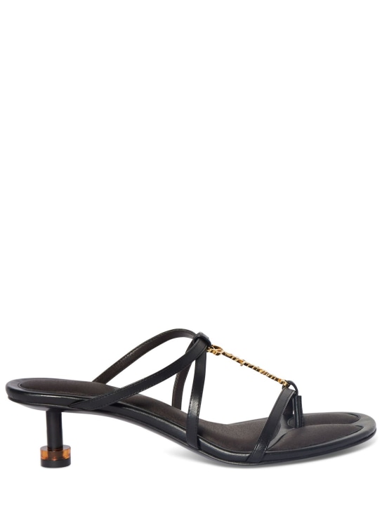 Jacquemus: 45mm Leather mule sandals - Siyah - women_0 | Luisa Via Roma