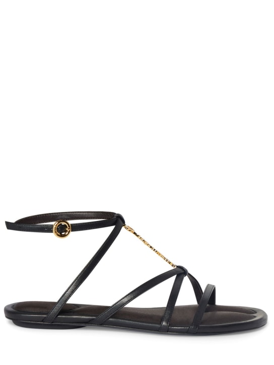 Jacquemus: 5mm Leather flat sandals - Black - women_0 | Luisa Via Roma