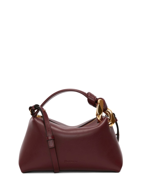 JW Anderson: Corner leather shoulder bag - Burgundy - women_0 | Luisa Via Roma