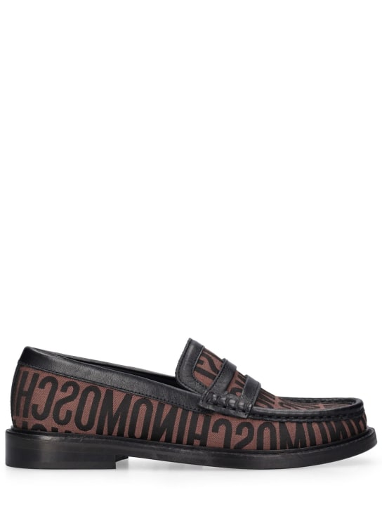 Moschino: 25mm College Logo jacquard loafers - Black/Brown - women_0 | Luisa Via Roma