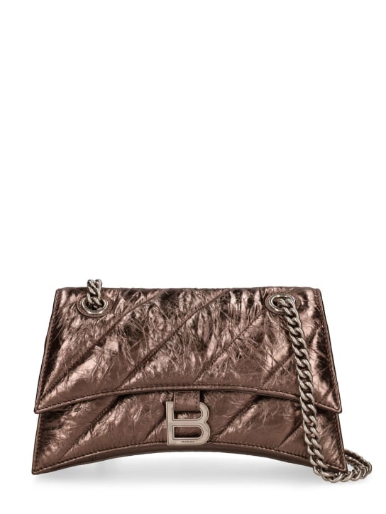 Balenciaga: Small Crush chain quilted leather bag - Dark Bronze - women_0 | Luisa Via Roma