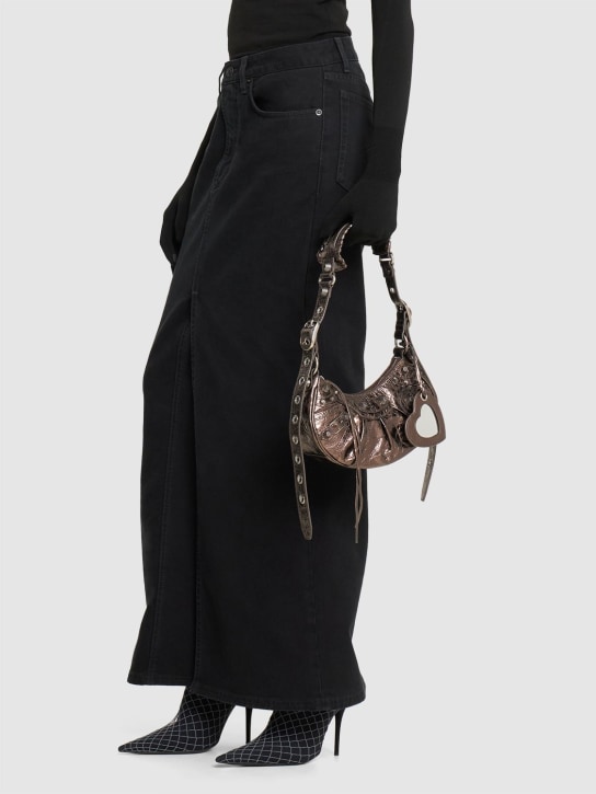Balenciaga: Sac porté épaule XS en cuir Le Cagole - Bronze Foncé - women_1 | Luisa Via Roma