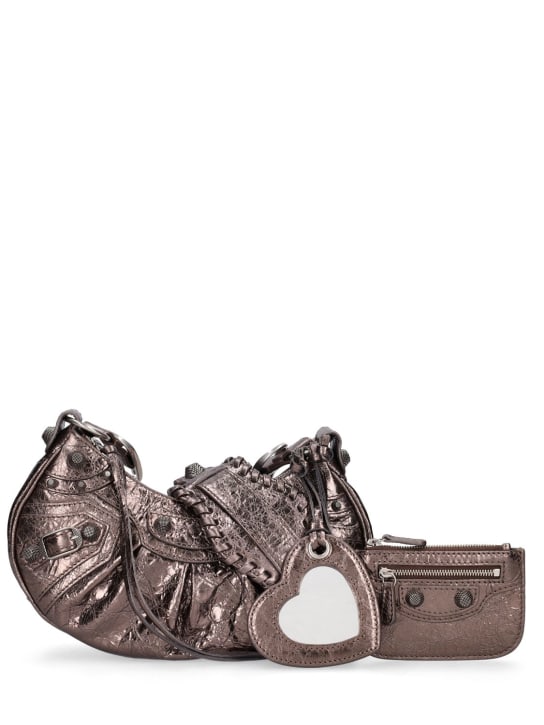 Balenciaga: Sac porté épaule XS en cuir Le Cagole - Bronze Foncé - women_0 | Luisa Via Roma