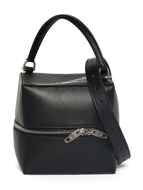 Balenciaga: Small 4X4 leather top handle bag - Siyah - women_0 | Luisa Via Roma