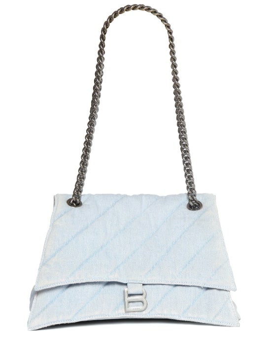 Balenciaga: Medium Crush quilted cotton chain bag - Light Blue - women_0 | Luisa Via Roma