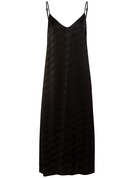 Balenciaga: BB monogram rayon pajama dress - Black - women_0 | Luisa Via Roma