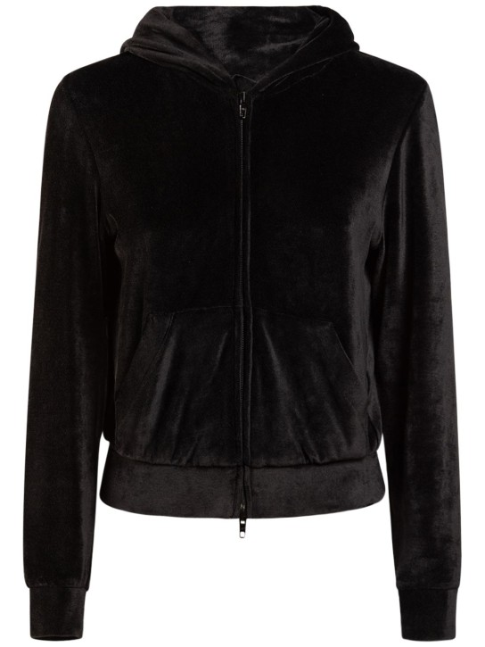 Balenciaga: Fitted viscose blend zip-up hoodie - Black - women_0 | Luisa Via Roma