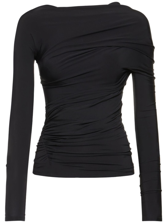 Balenciaga: 铜氨纤维混纺上衣 - 黑色 - women_0 | Luisa Via Roma