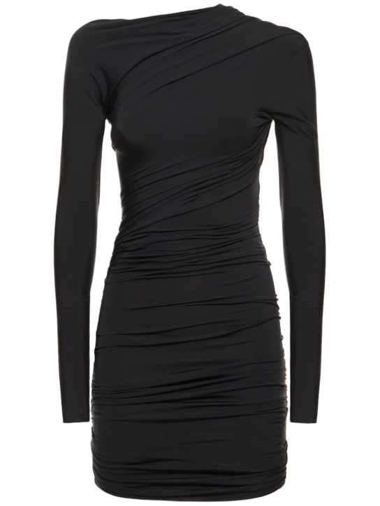 Balenciaga: Twisted cupro blend mini dress - Black - women_0 | Luisa Via Roma