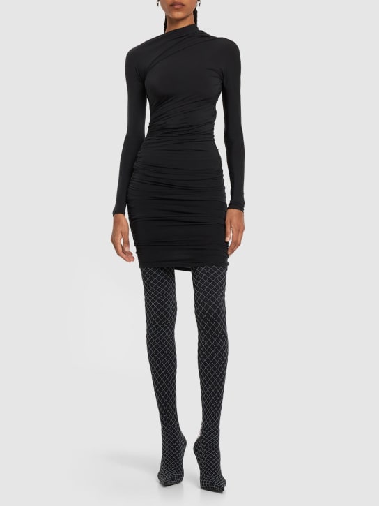 Balenciaga: Twisted cupro blend mini dress - Siyah - women_1 | Luisa Via Roma