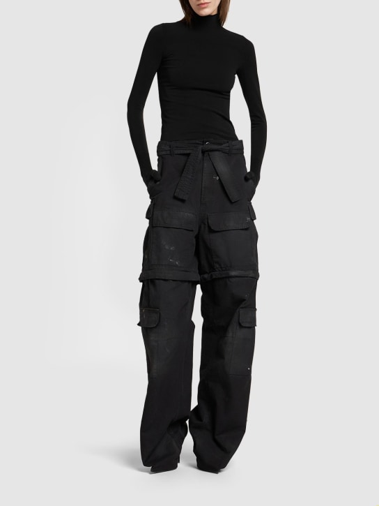 Balenciaga: Pantalon cargo en coton Knife - Noir - women_1 | Luisa Via Roma
