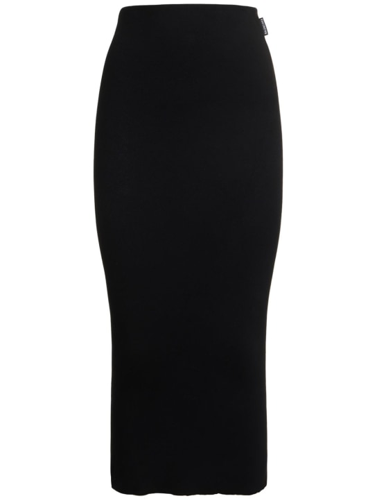 Balenciaga: Twisted cotton blend midi skirt - Black - women_0 | Luisa Via Roma