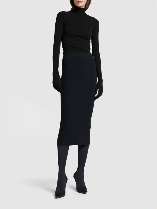 Balenciaga: 나일론 혼방 글러브 스웨터 - 블랙 - women_1 | Luisa Via Roma