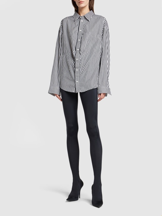 Balenciaga: Hemd aus Baumwolle „Swing“ - Schwarz/Weiß - women_1 | Luisa Via Roma