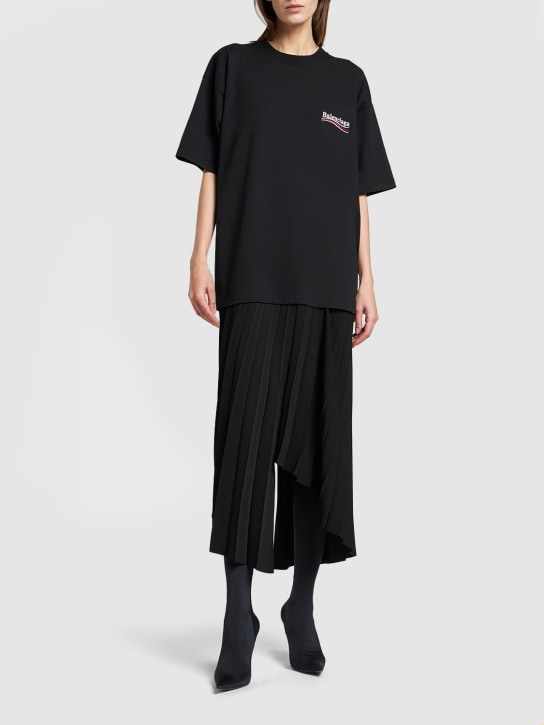 Balenciaga: Vestito in nylon plissé - Nero - women_1 | Luisa Via Roma