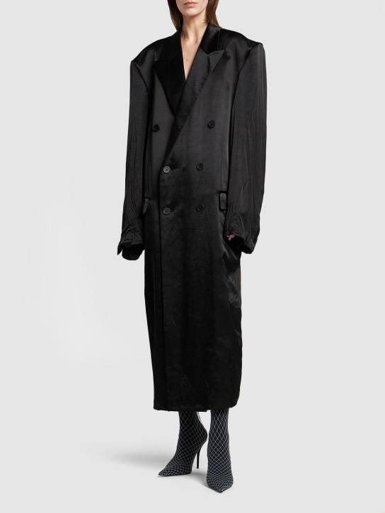 Balenciaga: New Steroid viscose blend coat - Siyah - women_1 | Luisa Via Roma