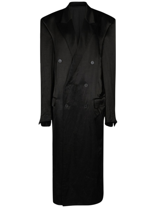 Balenciaga: Manteau en viscose mélangée New Steroid - Noir - men_0 | Luisa Via Roma