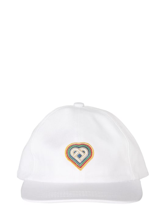 Casablanca: Heart embroidered baseball cap - Beyaz - men_0 | Luisa Via Roma