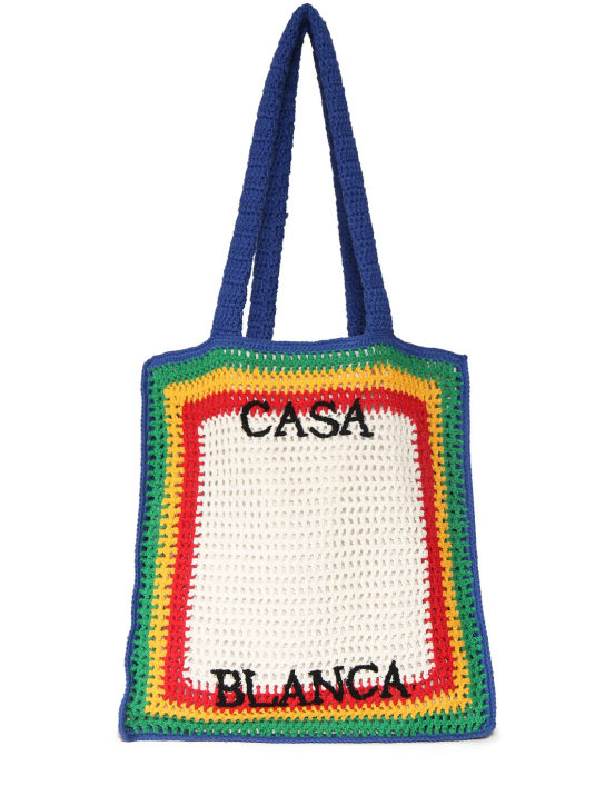 Casablanca: Sac cabas en crochet de coton à logo - men_0 | Luisa Via Roma