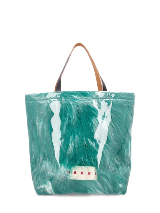 Marni: Transparent fabric faux fur tote bag - men_0 | Luisa Via Roma