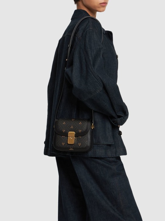 A.P.C.: Mini Grace monogram leather & canvas bag - Black - women_1 | Luisa Via Roma