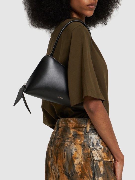 The Attico: Sunrise leather shoulder bag - Black - women_1 | Luisa Via Roma