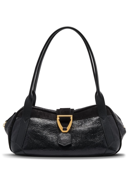 Manu Atelier: Caique suede & leather shoulder bag - Black - women_0 | Luisa Via Roma