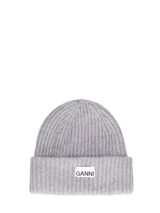 GANNI: Structured rib knit wool beanie - women_0 | Luisa Via Roma