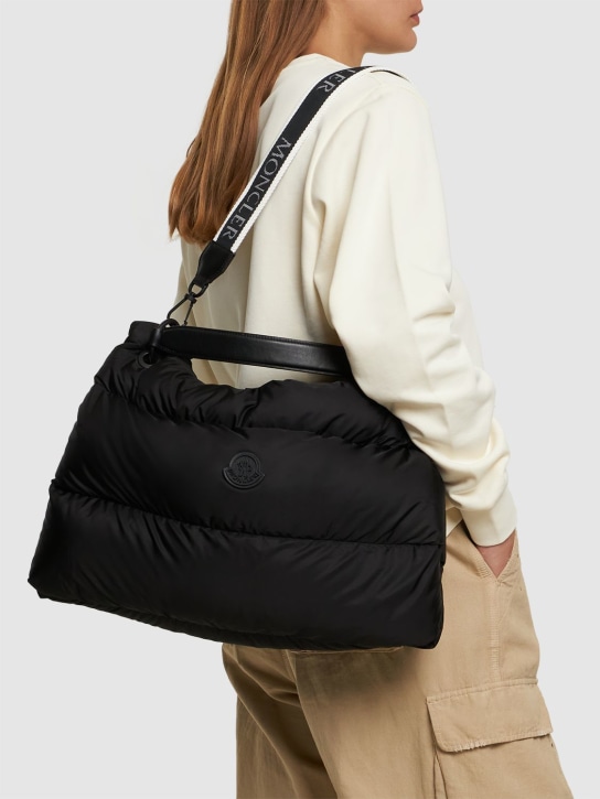 Moncler: Legere quilted nylon zip tote bag - Black - women_1 | Luisa Via Roma