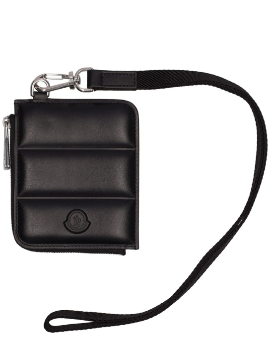 Moncler: Small New flat leather wallet - Black - women_0 | Luisa Via Roma