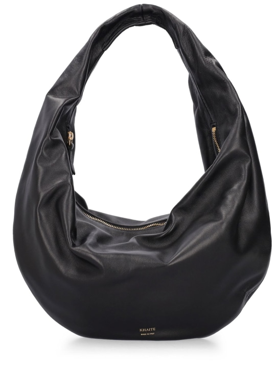 Khaite: Medium Olivia leather hobo bag - Siyah - women_0 | Luisa Via Roma