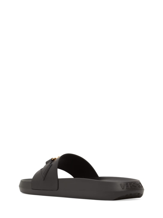 Versace: Medusa leather slides - Black - men_3 | Luisa Via Roma