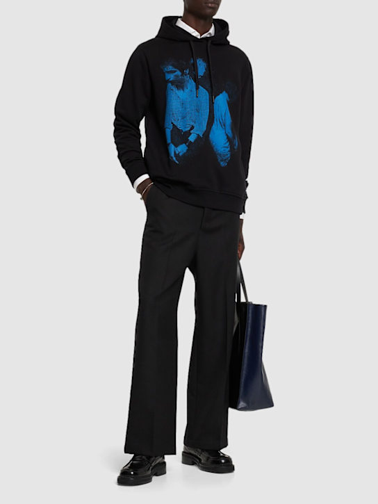 Burberry: Felpa Hindes in cotone con cappuccio - Nero - men_1 | Luisa Via Roma
