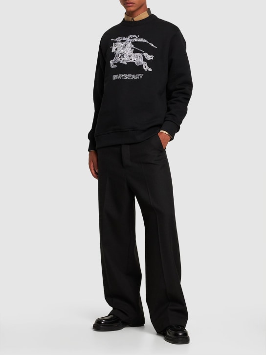 Burberry: Darby logo crewneck sweatshirt - Black - men_1 | Luisa Via Roma